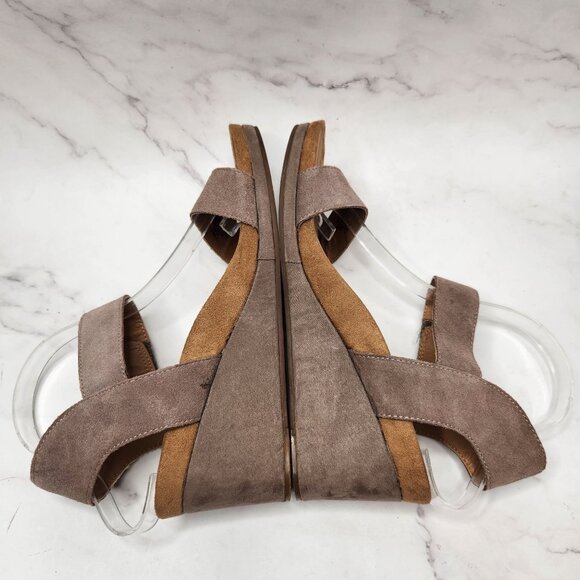 Lucky Brand LP-Kamilia Tan Suede Leather Wedges Sandals Women's 8.5 - Picture 4 of 8